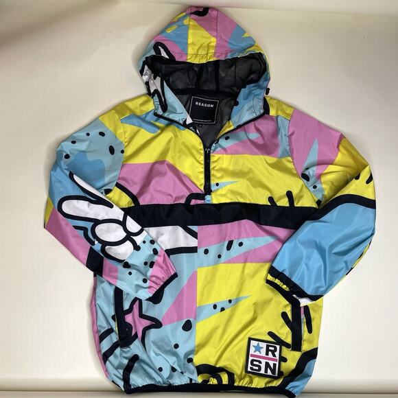 Reason Windbreaker Hoodie Pullover M Fresh Prince Style Jacket RNSN Retro 90s - Picture 6 of 6